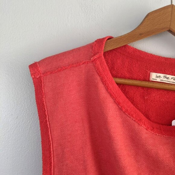 Free People We The Free Fresh to Def Terry Sleeveless Top Side Tie Red Gauva NEW - Picture 10 of 11